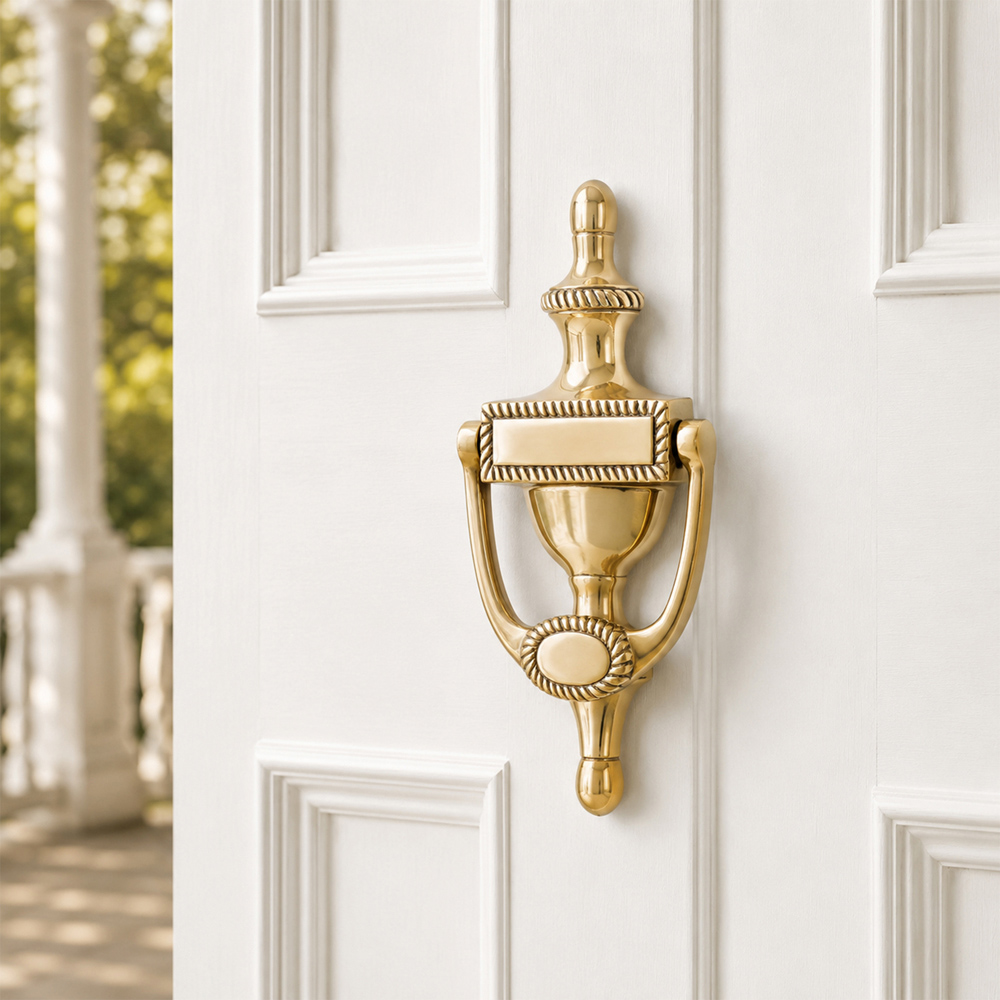 Spira Brass Polished Brass Georgian Door Knocker Image 2