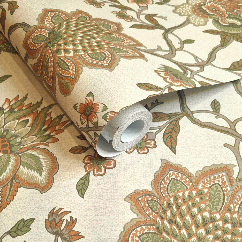 Holden Jacobean Trail Orange Sage Wallpaper Image 2