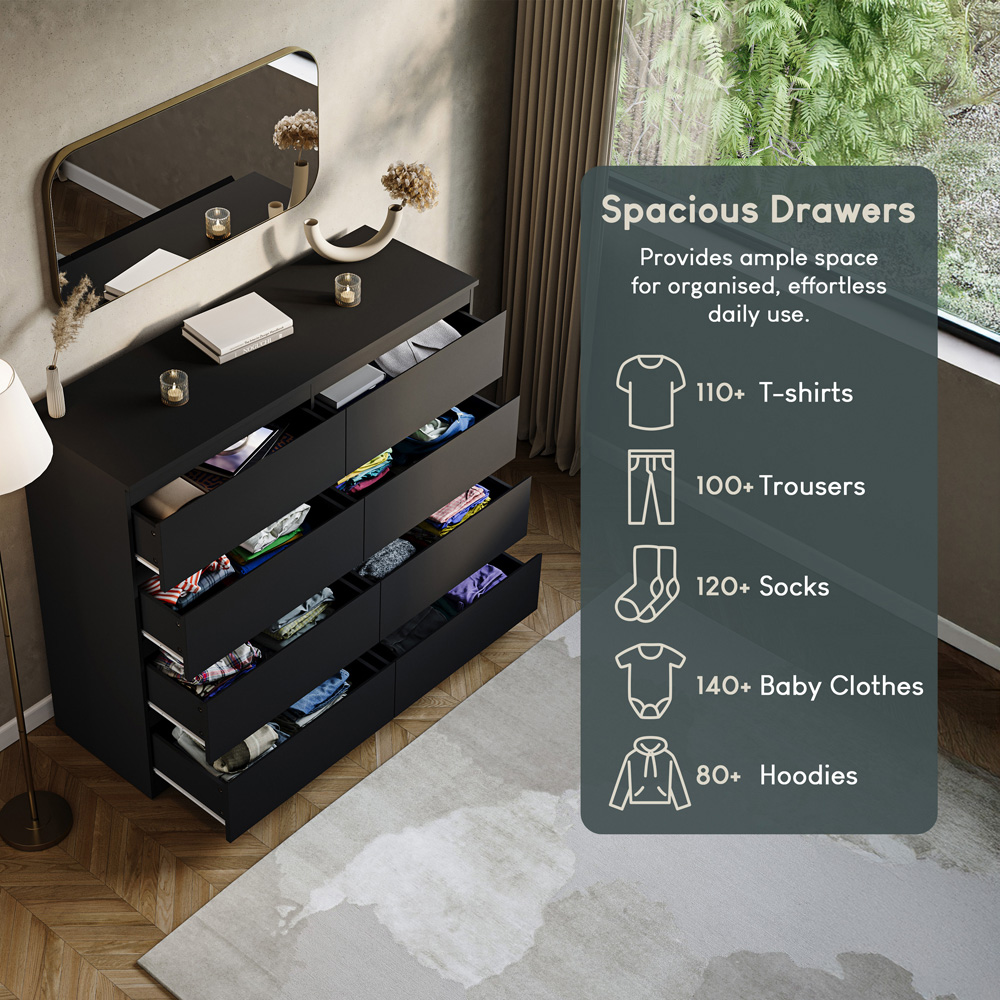 VIDA DESIGNS Denver 8 Drawer Black Chest of Drawers Image 6