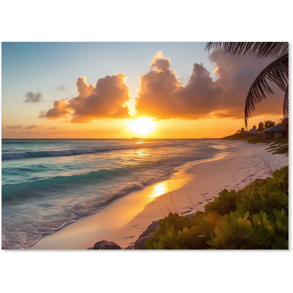 Warren Reed Designer Sunrise On The Beach Glass Kitchen Splashback 65 x 90cm Image 2