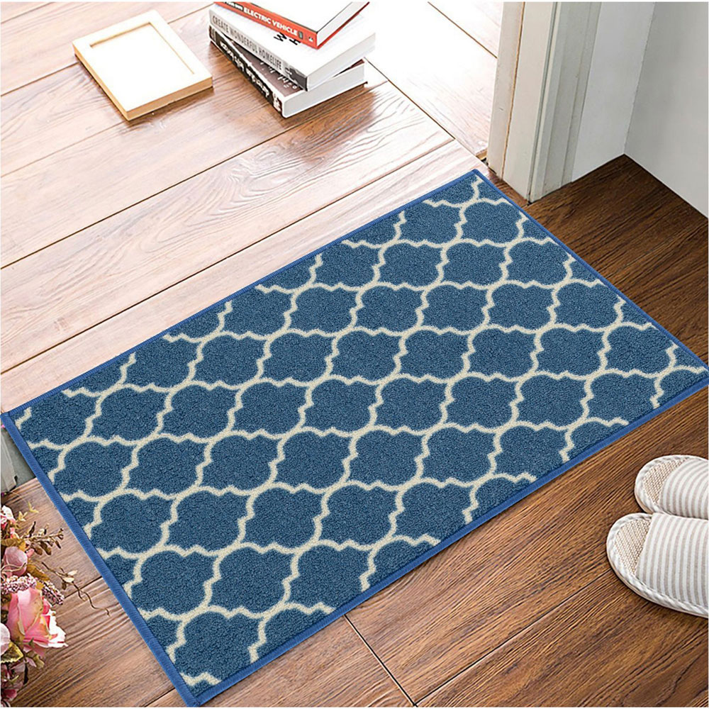 Smart Living Trellis Blue and Cream Gel Back Non-Slip Door Mat 40 x 60cm Image 3