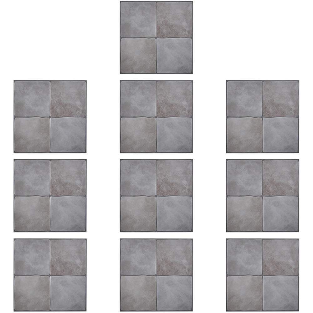 Living and Home Concrete Grey Square Self Adhesive Wall Sticker 10 Pack Image 2
