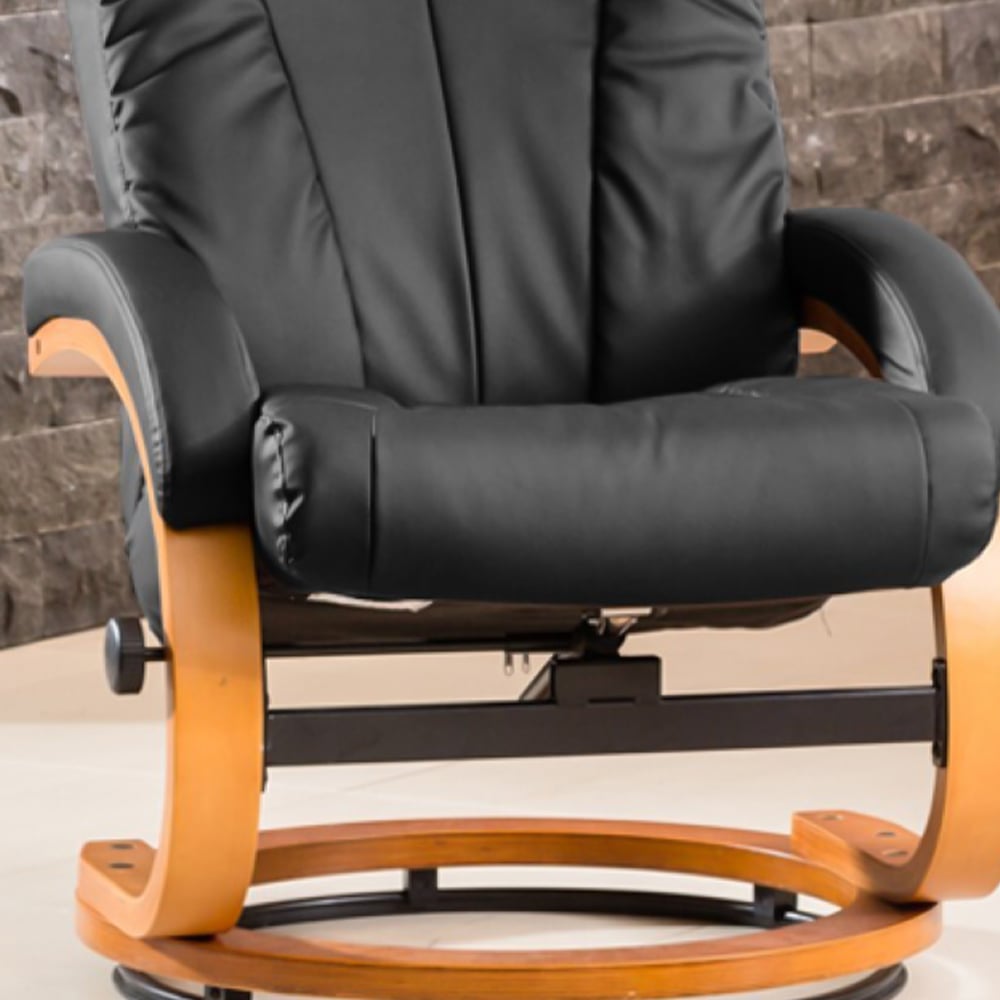 Artemis Home Modena Black Massage and Heat Swivel Recliner Chair with Footstool Image 2