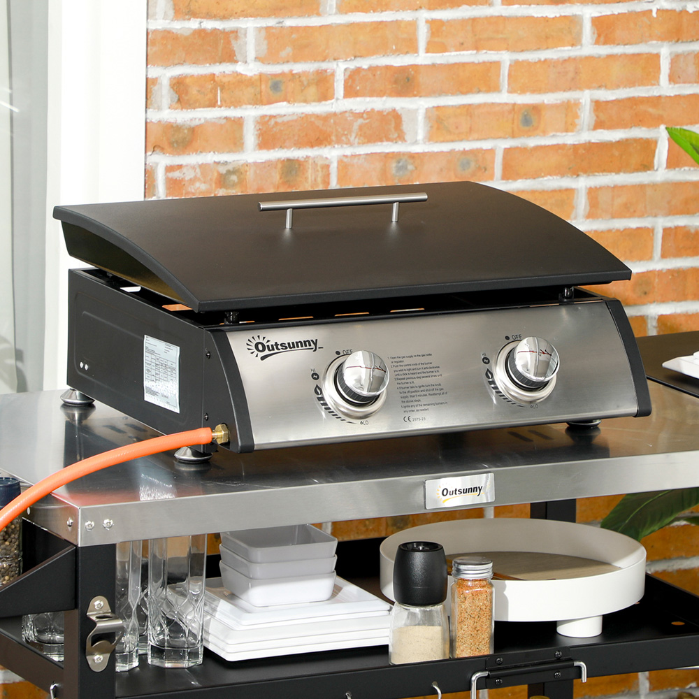 Outsunny 2 Burner Portable Tabletop Gas BBQ Image 2