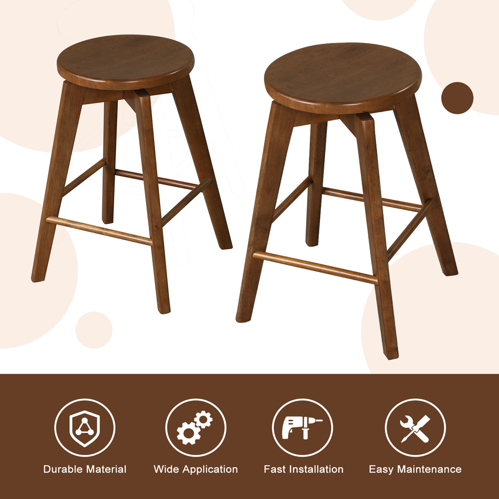 Costway Brown Swivel Counter Height Bar Stool Set of 2 Image 6