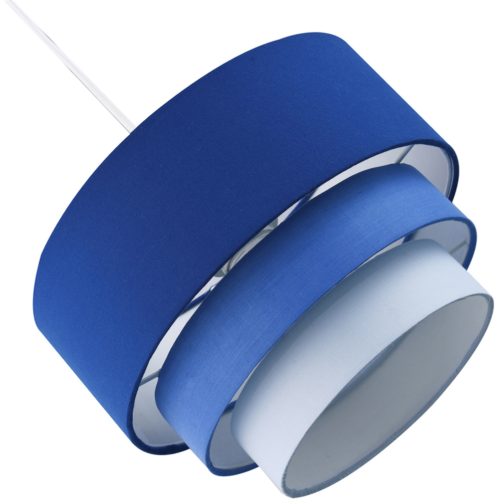Happy Homewares 3 Tier Round Midnight Blue Cotton Fabric Pendant Shade Image 5