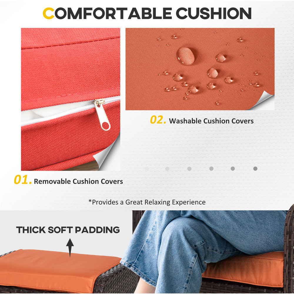 Outsunny 2 Seater Brown PE Rattan Sun Lounger Set Image 5