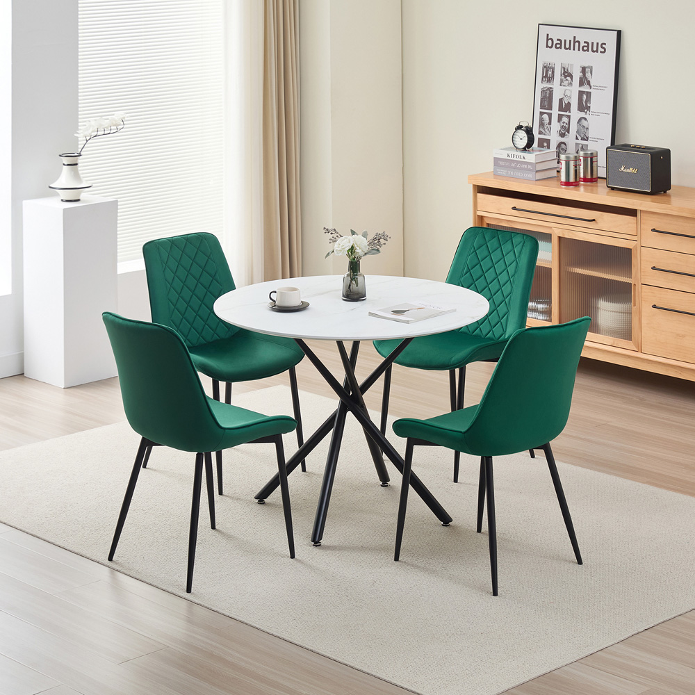 Indoor Living Seattle Amelia 4 Seater Round Dining Set Green Image 9