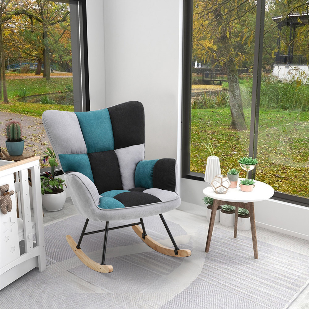 Living and Home Tufted Upholstered Rocking Chair Image 7