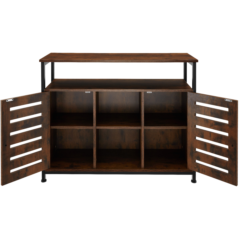 tectake Warrington 2 Door Dark Rustic Wooden Sideboard Image 4