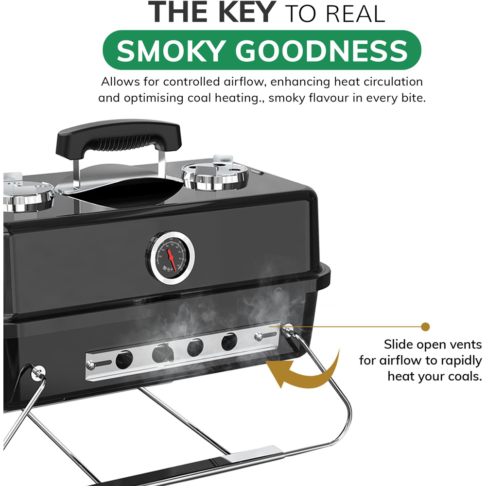 House of Home Black Portable Charcoal BBQ Grill Image 3