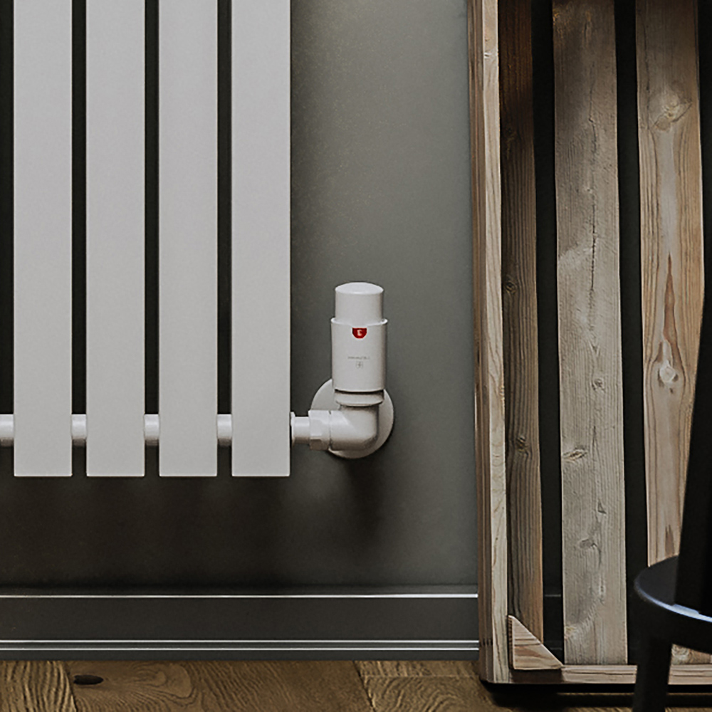 Terma Vario Soft Matt White Left Sided Vision 3 Axis Thermostatic Radiator Valve Set Image 6