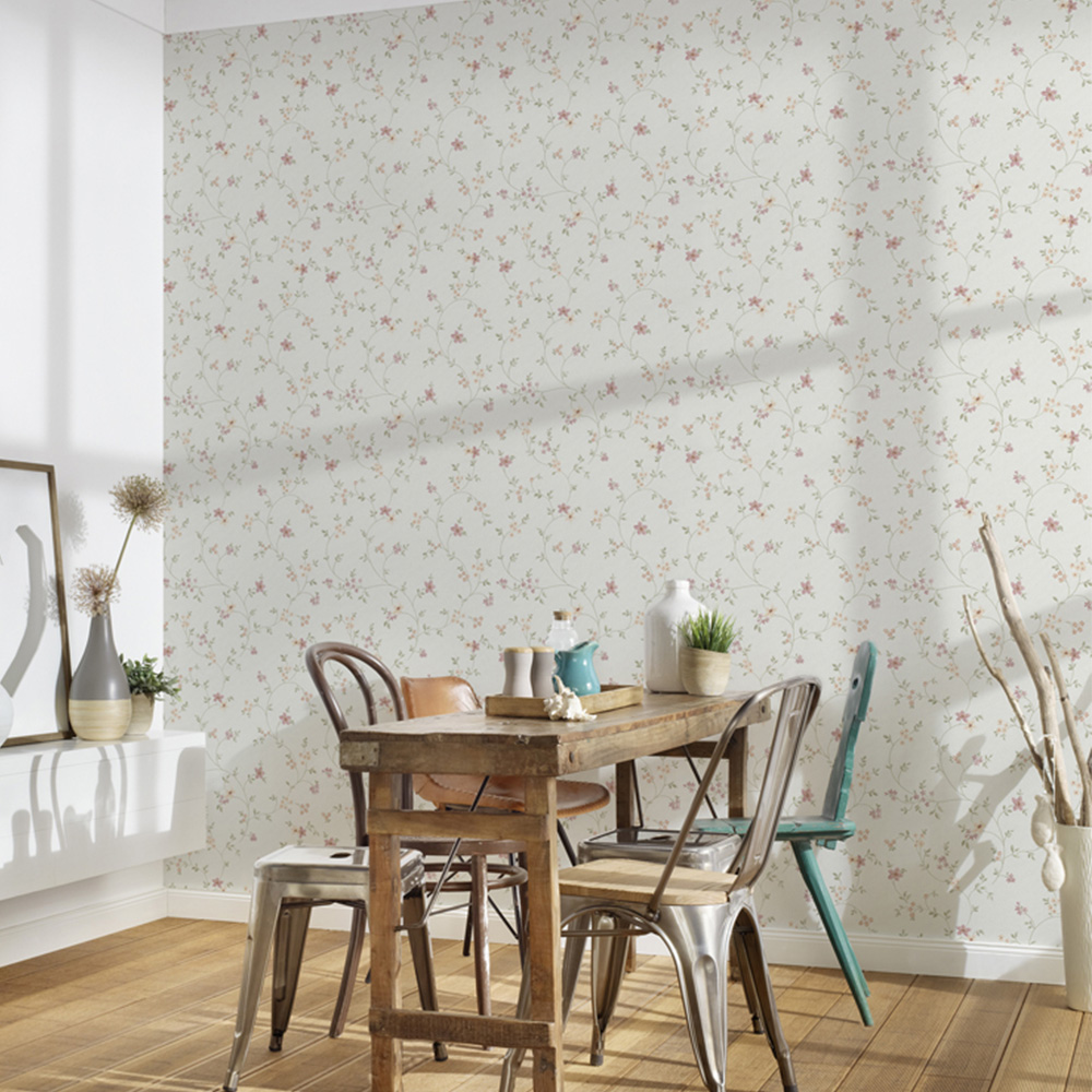A.S Creation Delicate Floral Trail Cream Non-Woven Wallpaper Image 4