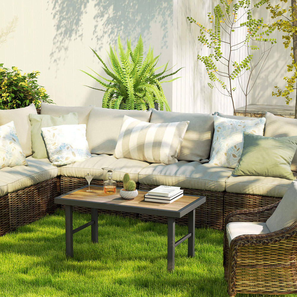 Outsunny Brown Wood Effect Garden Coffee Table Image 5