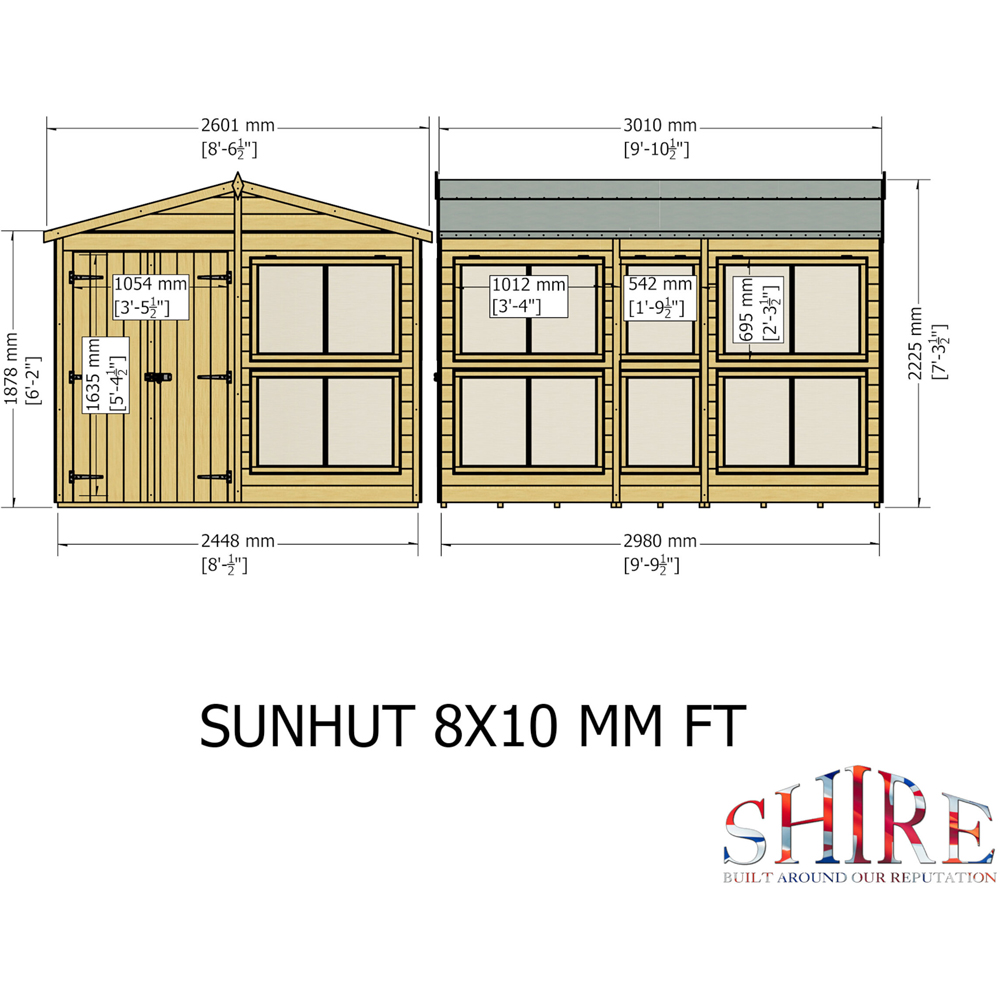 Shire GB Sun Hut 8 x 10ft Garden Shed with Bench Image 7