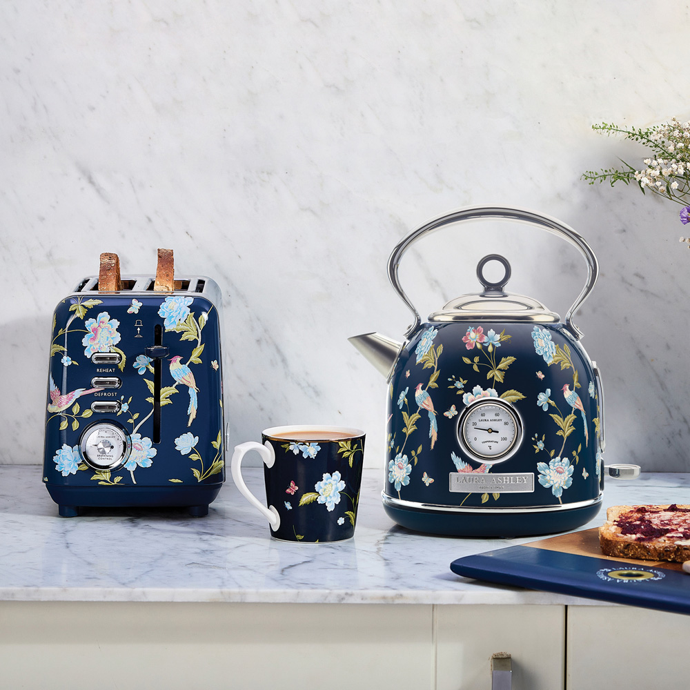 VQ Laura Ashley Blue Elveden Print 4 Slice Toaster and Kettle Bundle 4 Image 2