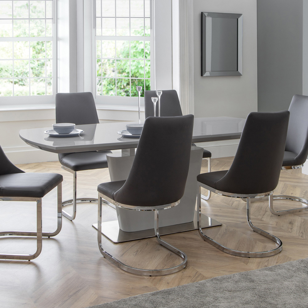Julian Bowen Como 6 Seater High Gloss Extending Dining Table Grey Image 9