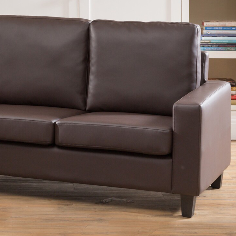 Modena 3 Seater Brown Bonded Leather Reversible Corner Sofa Image 3
