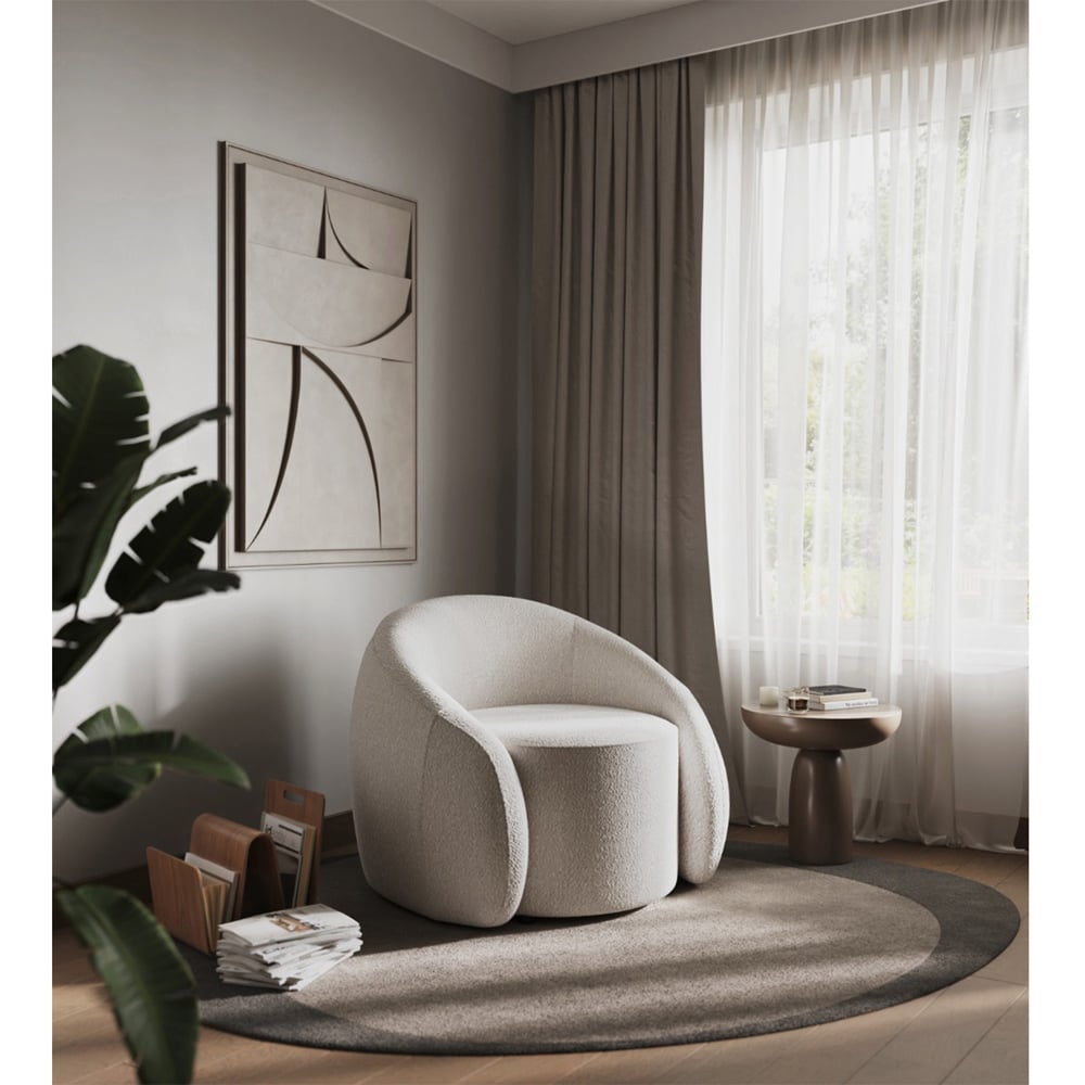 Flair Aelia Cream Boucle Teddy Swivel Accent Chair Image 3