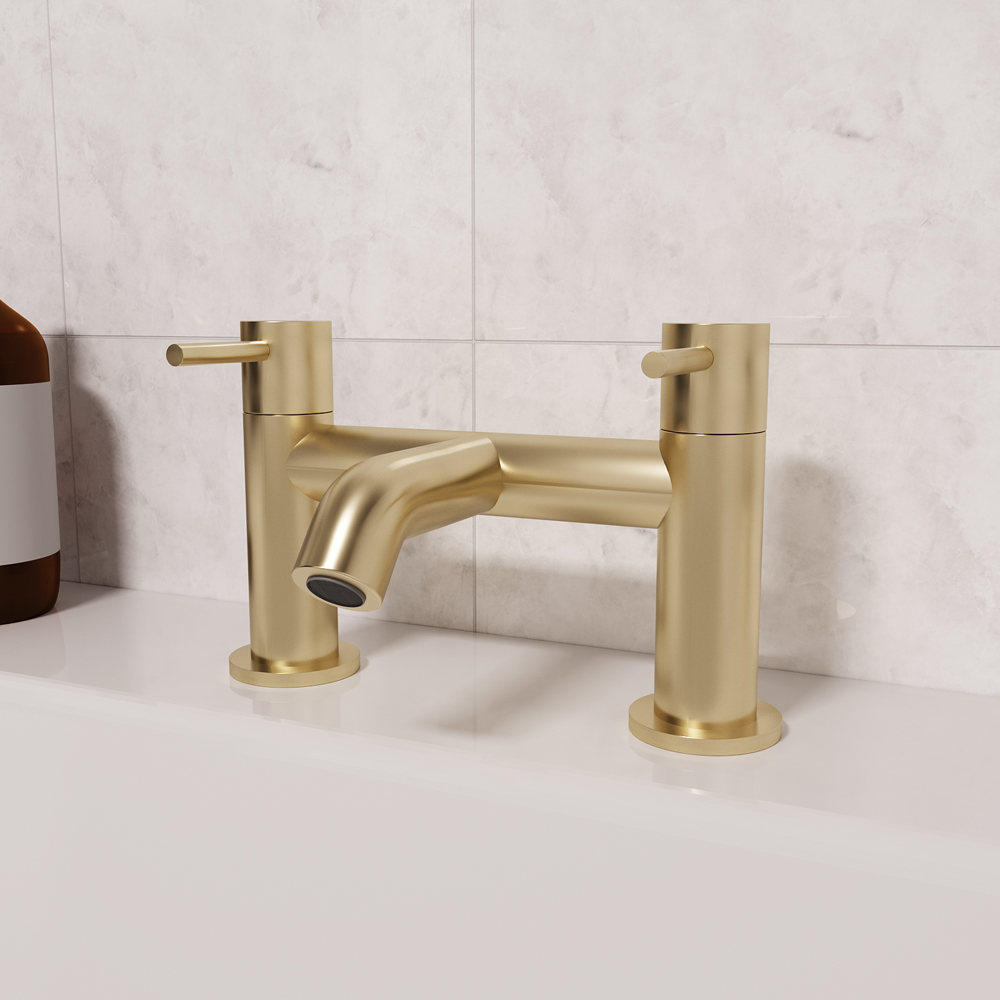 Nes Home Alice Modern Brushed Brass Designer Bath Filler Tap Image 2