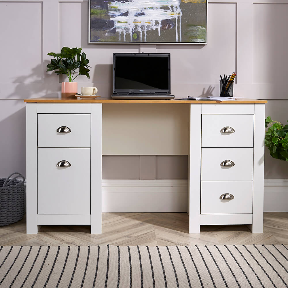 Home Source Camden White PC Computer Office Storage Desk Image 7