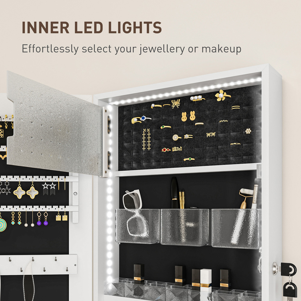 Portland Black Lining Door Hanging Jewellery Cabinet Mirror Image 5