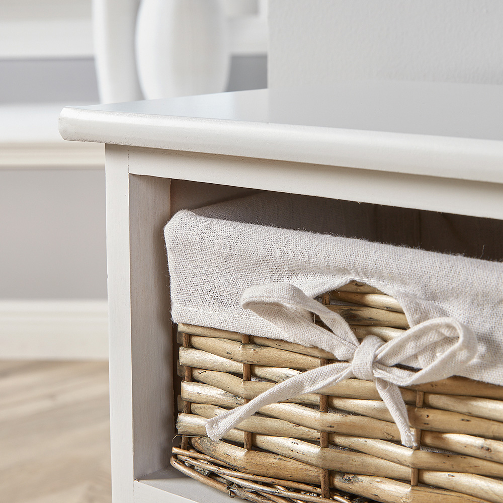Home Source Lichfield 3 Wicker Basket White Storage Unit Image 6