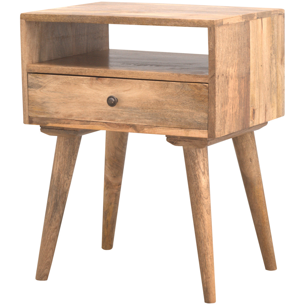 Artisan Furniture Oak-ish Single Drawer Single Shelf Solid Wood Modern Bedside Table Image 4