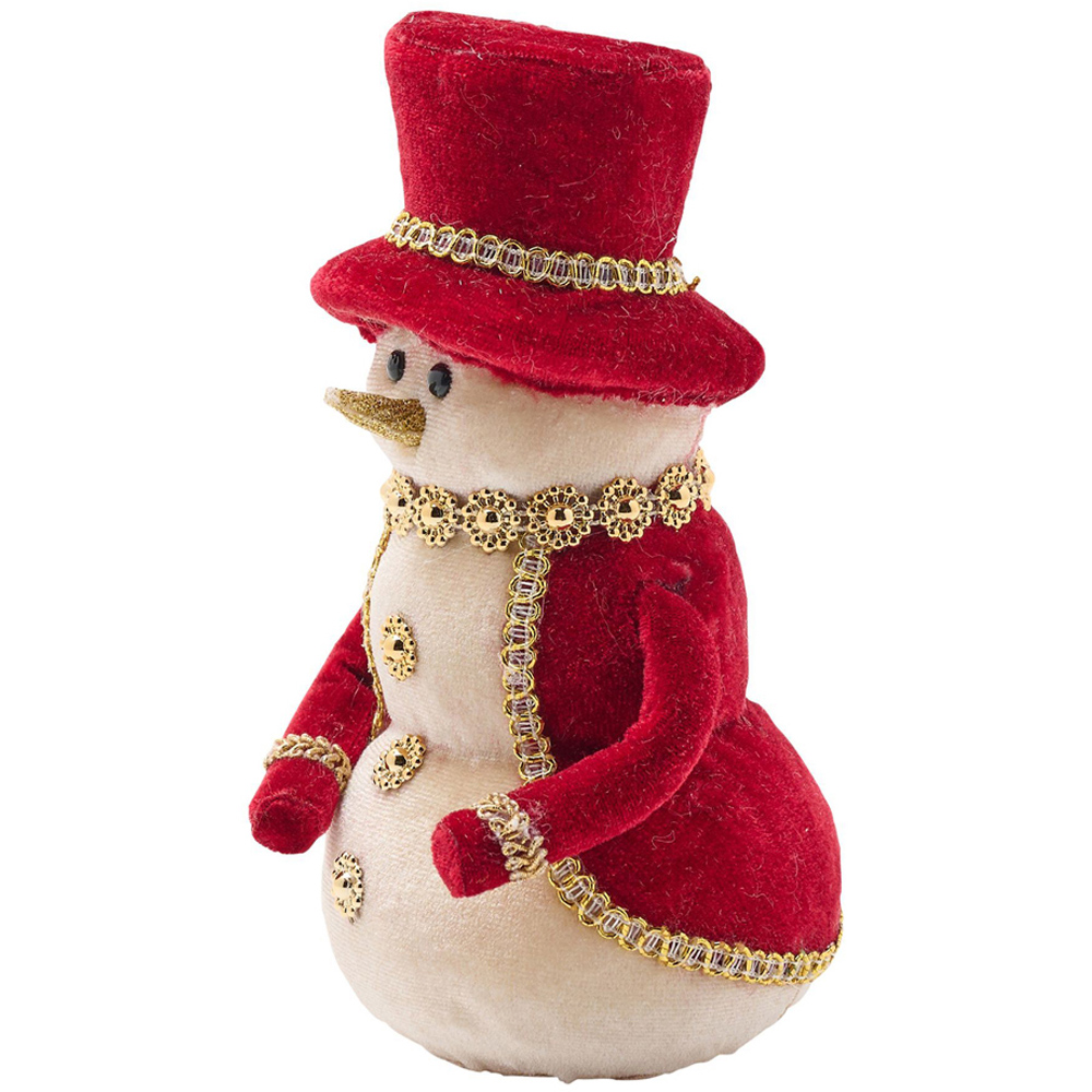 The Christmas Gift Co Red Velvet snowman Decoration Image 4
