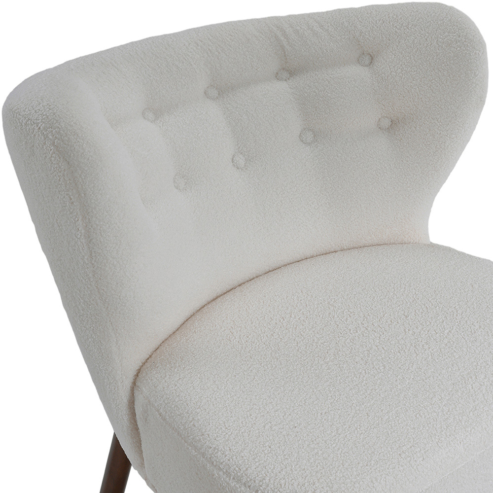Living and Home White Teddy Bear Fur Tufted Accent Chair and Footstool Image 7