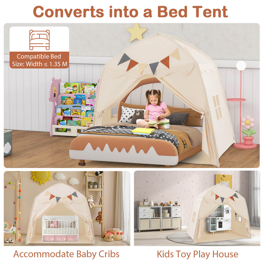 Costway 3 Person Extra Large Kids Play Tent with Lights Beige Image 7