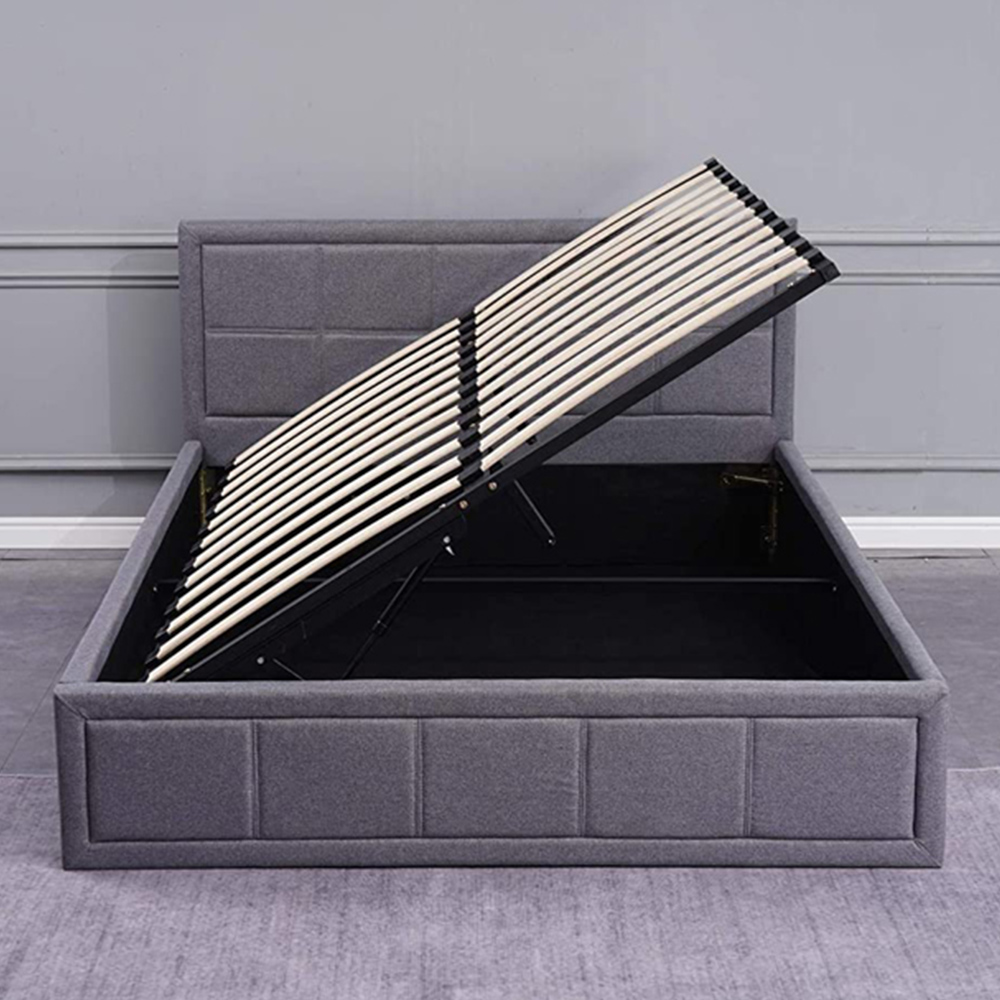 Portland Single Grey Fabric Ottoman Bed Image 4