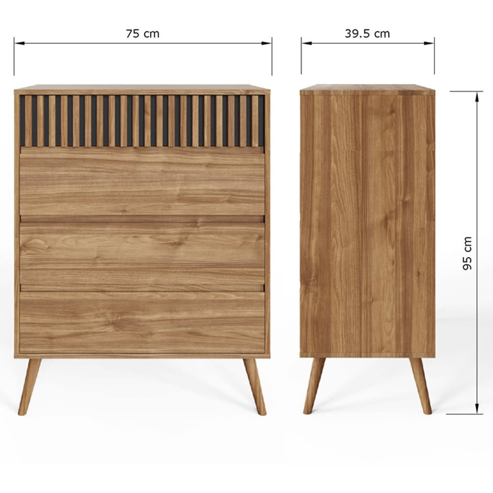 GFW Rowan 4 Drawer Oak Slatted Chest of Drawers Image 9