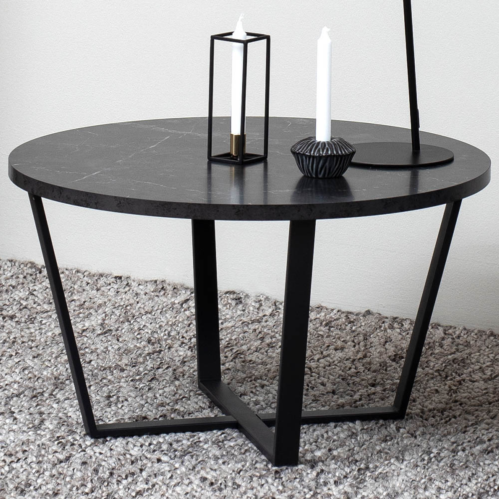 Florence Amble Black Marble Melamine Top Round Coffee Table Image 1