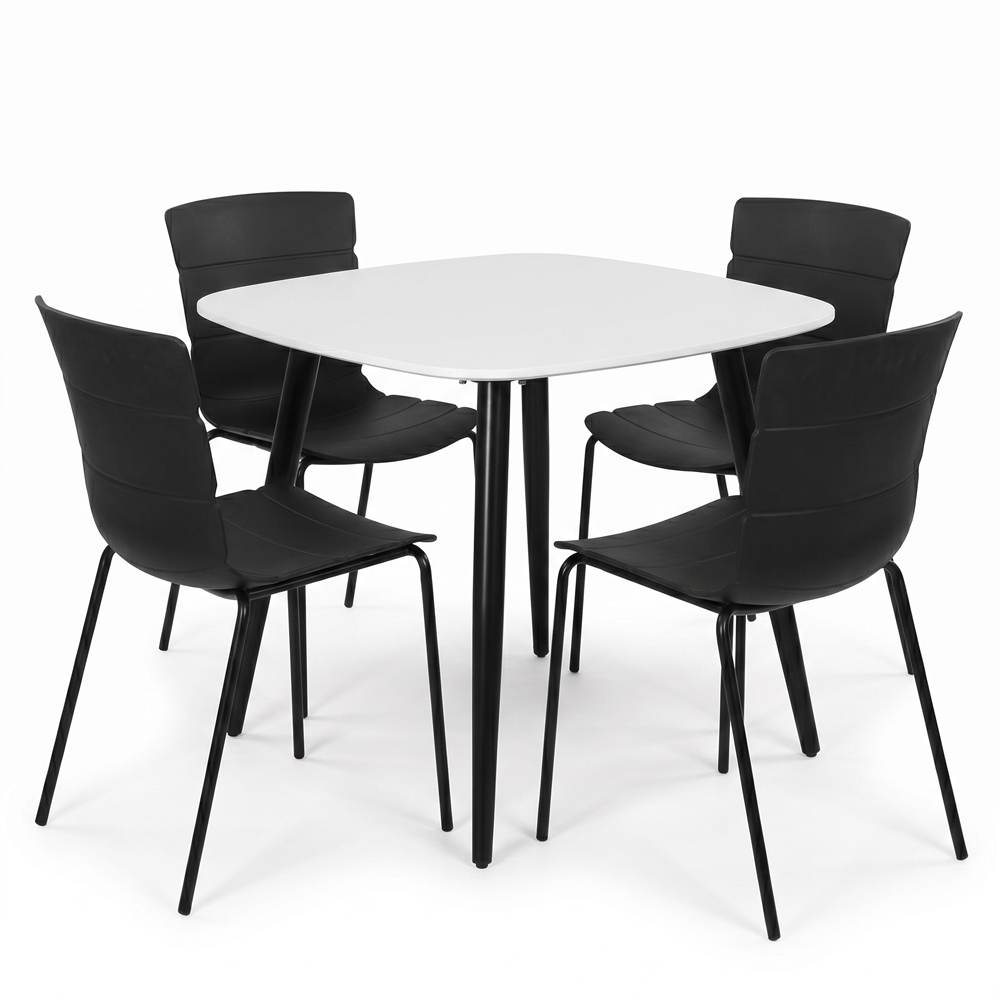 Core Products Aspen Bali 4 Seater Plastic Square Dining Set White and Black Image 2