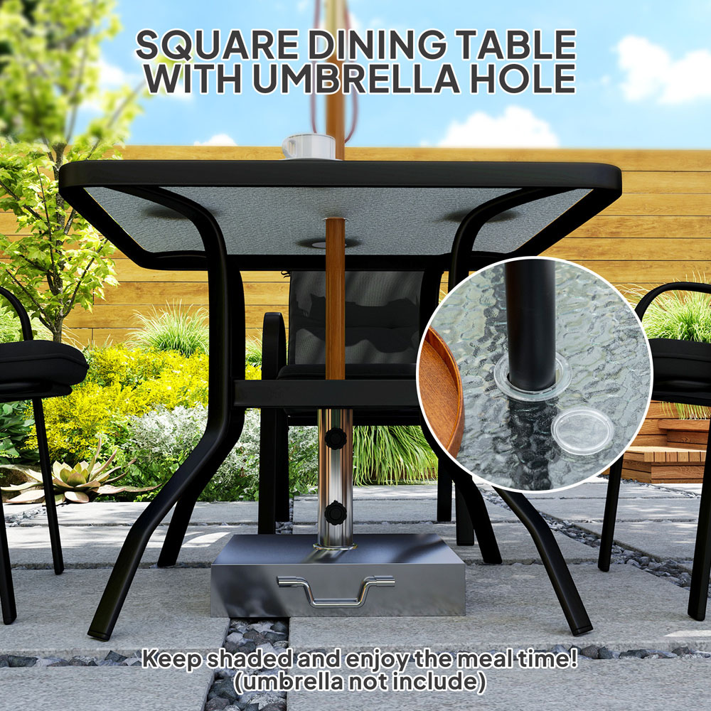 Outsunny 4 Seater Garden Dining Set with Umbrella Hole Black Image 6