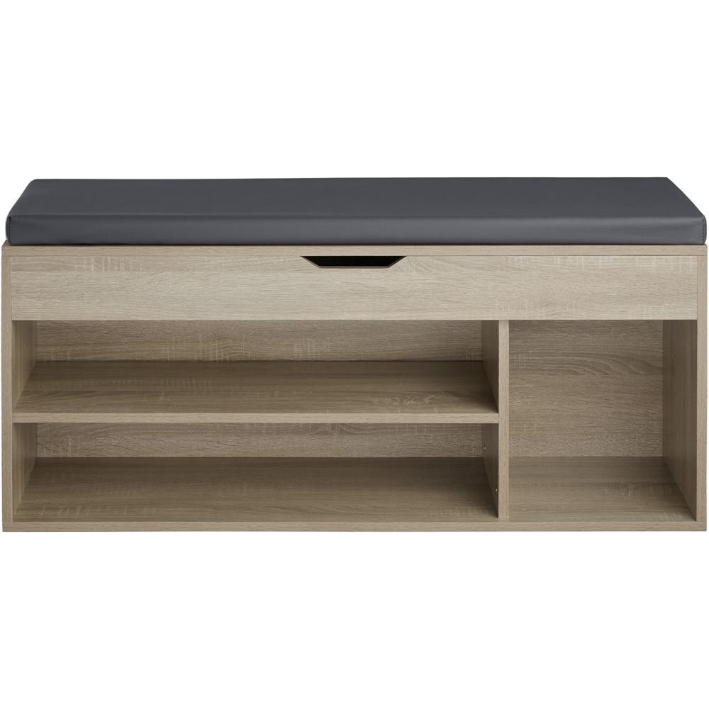 tectake Natalya 4 Compartment Oak Sonoma Shoe Bench with Soft Cushion Image 6