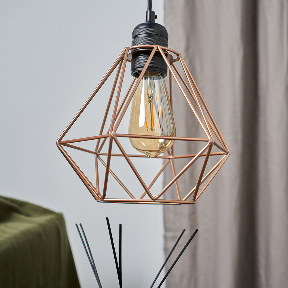 ValueLights Diablo Copper Industrial Wire Frame Pendant Shade Image 5