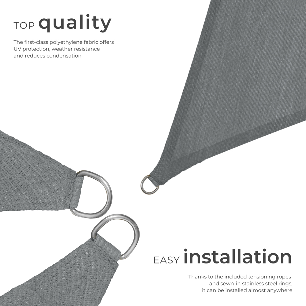 tectake Grey UV 50+ Triangular Shade Sail 400cm Image 3