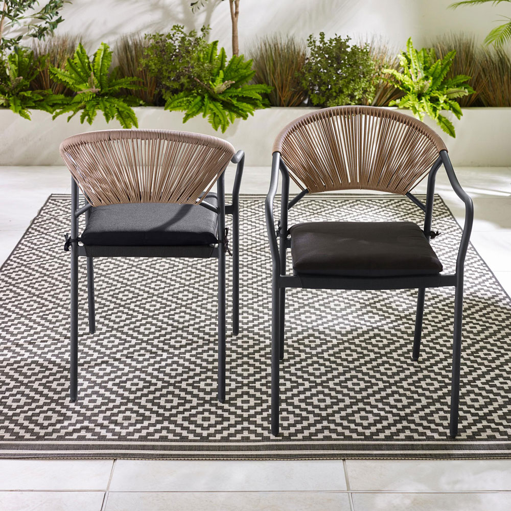 Furniturebox Castres and Elba 4 Seater Metal Rattan Dining Set Black Image 7