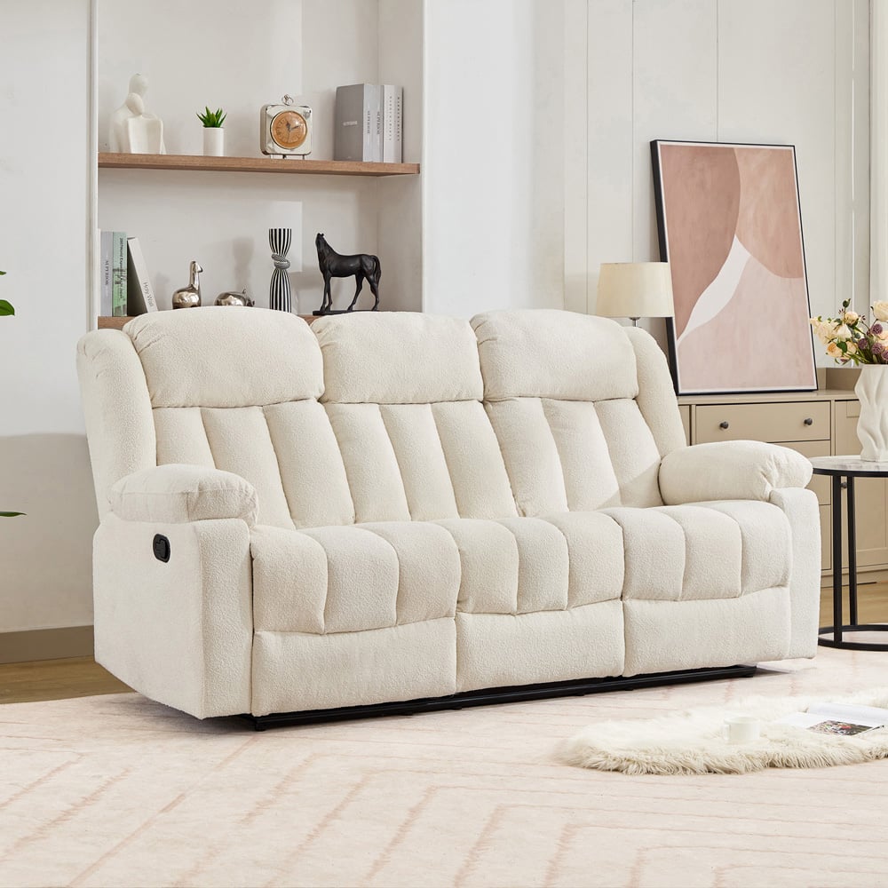 Artemis Home Lovell 3 Seater Cream Boucle Manual Recliner Sofa with Centre Console Image 4