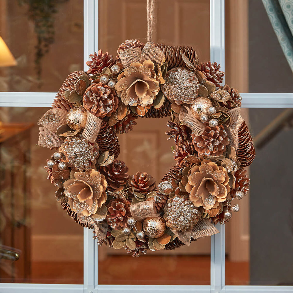 Marco Paul Gold Pinecone Wreath 30cm Image 2