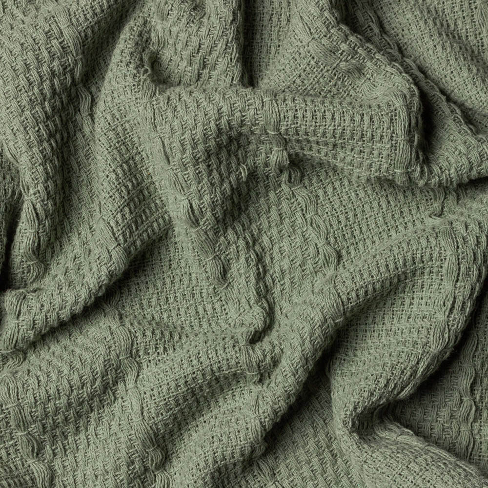 Yard Caliche Khaki Green Woven Tasselled Throw 130 x 180cm Image 3