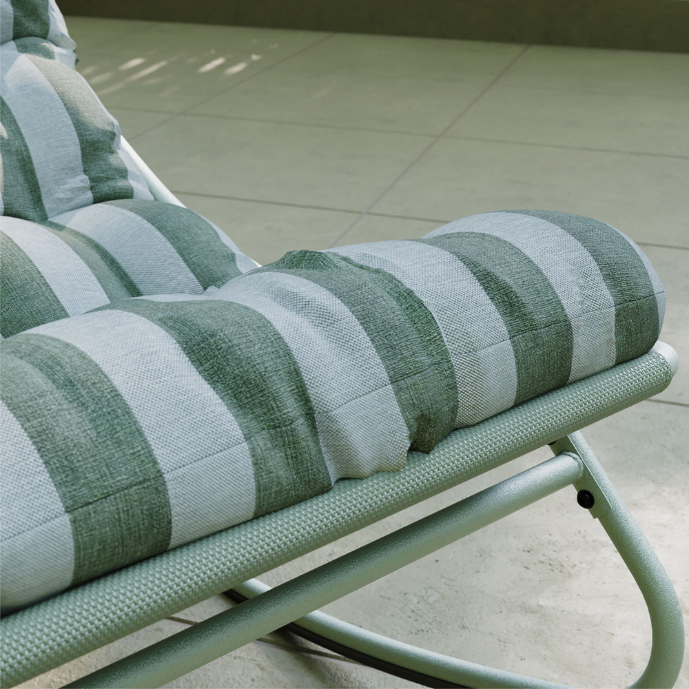 Charles Bentley Porto Green Stripe Olefin Fabric Garden Rocking Chair Image 6
