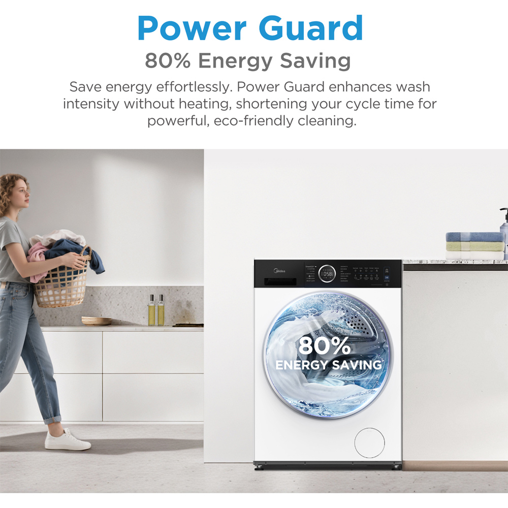 Midea MF205W90WBA30/W 9kg White Freestanding Washing Machine Image 6