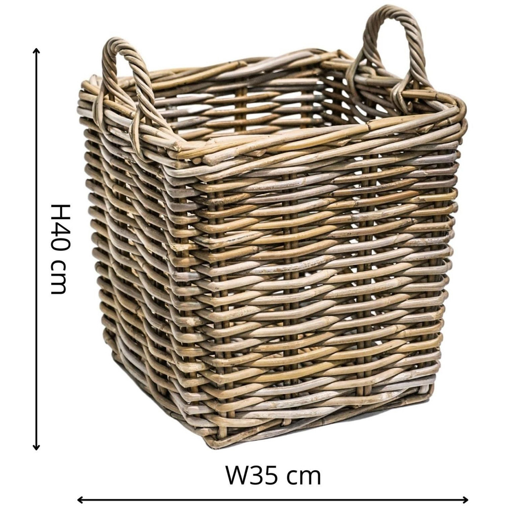 Ivyline Natural Wicker Sturdy Square Log Basket Set of 2 Image 6