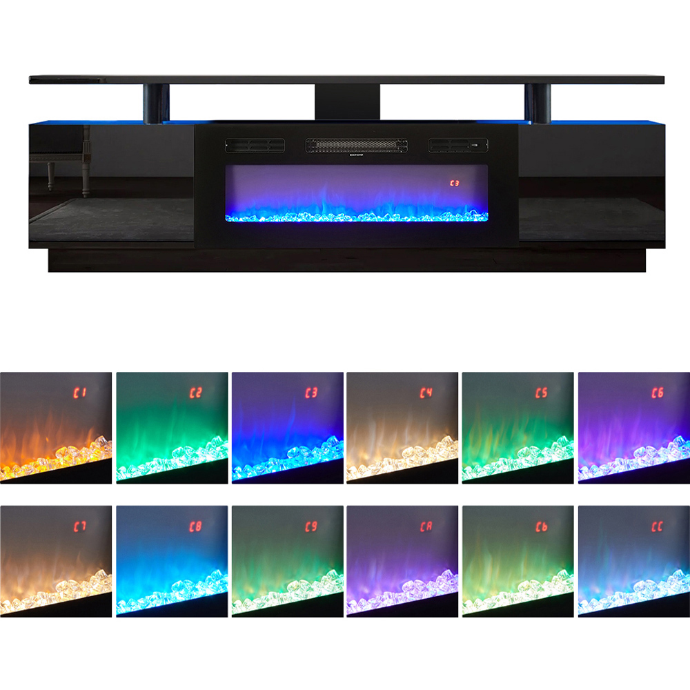 Living and Home 2-in-1 Recessed Electric Fireplace Heater TV Stand 1800W 70 inch Image 3