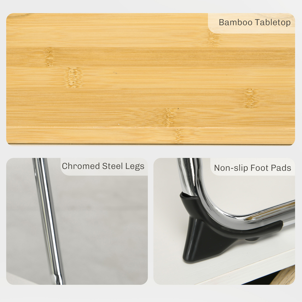 Portland Bamboo Foldable Wine Table with Bottle and Glass Holder Image 8