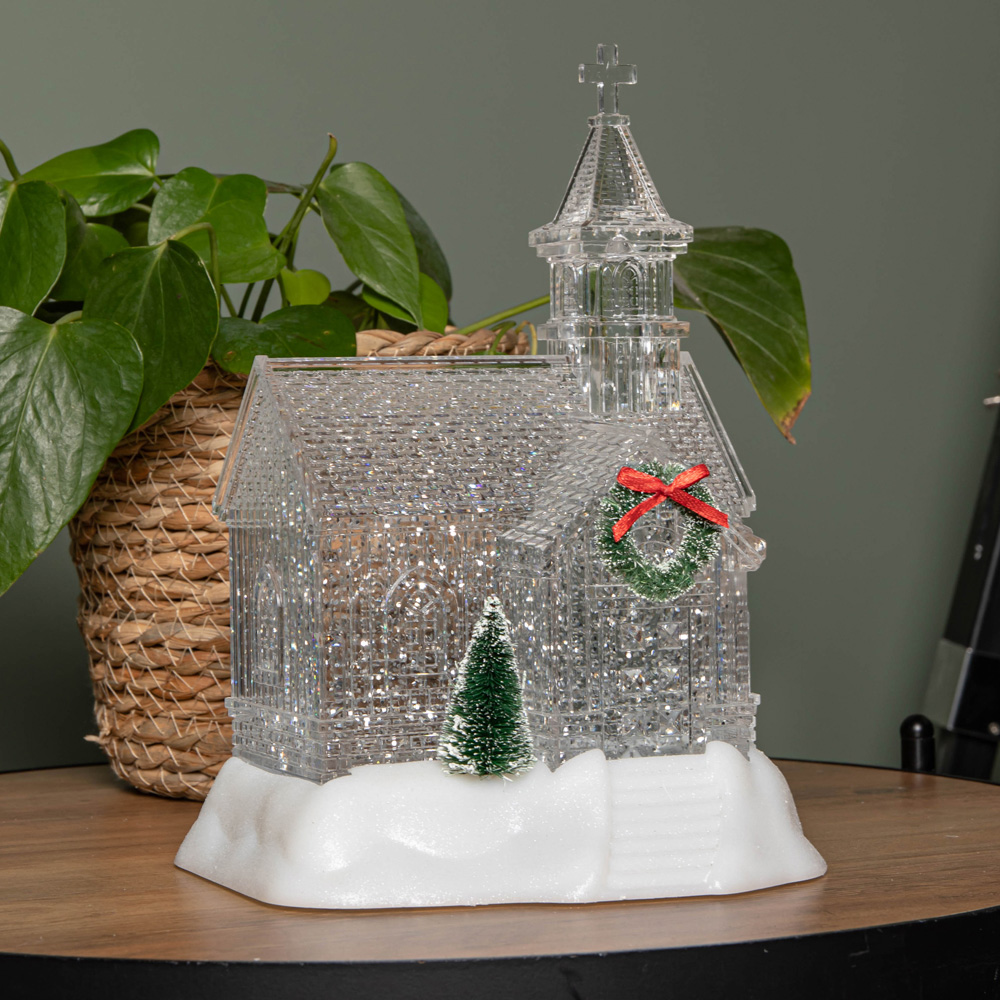 Samuel Alexander Church with Swirling Glitter Christmas Decoration 23cm Image 5