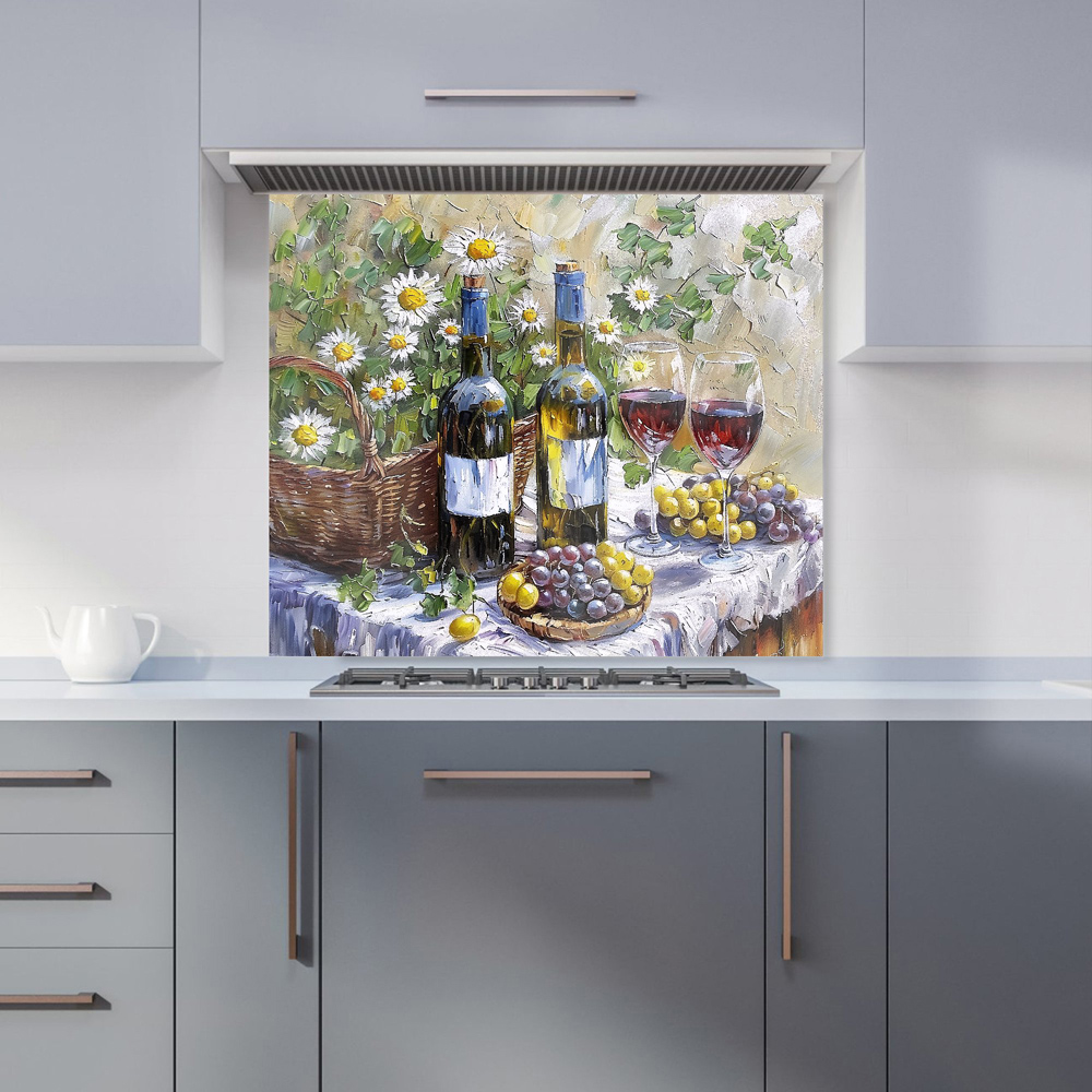 Warren Reed Designer Vineyard Feast Impressionists Still Life Glass Kitchen Splashback 75 x 90cm Image 1